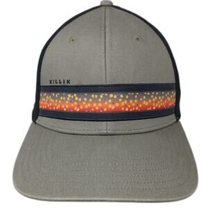 Killik Trucker Hat Gray One Size Trout Pattern Fishing Mesh Back Snapback